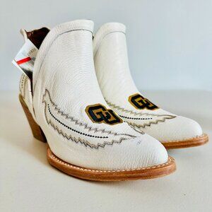 VACCARI UNIVERSITY EMBROIDERED CU COLORADO UNIVERSITY LEATHER ANKLE BOOTIE BOOTS